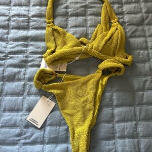 Monday Swim  Swim Yellow Textured Bikini Set